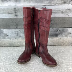 Roan by Bed Stu Hand Finished Burgundy Riding Red Knee Boots - Womens 6.5 - NEW!